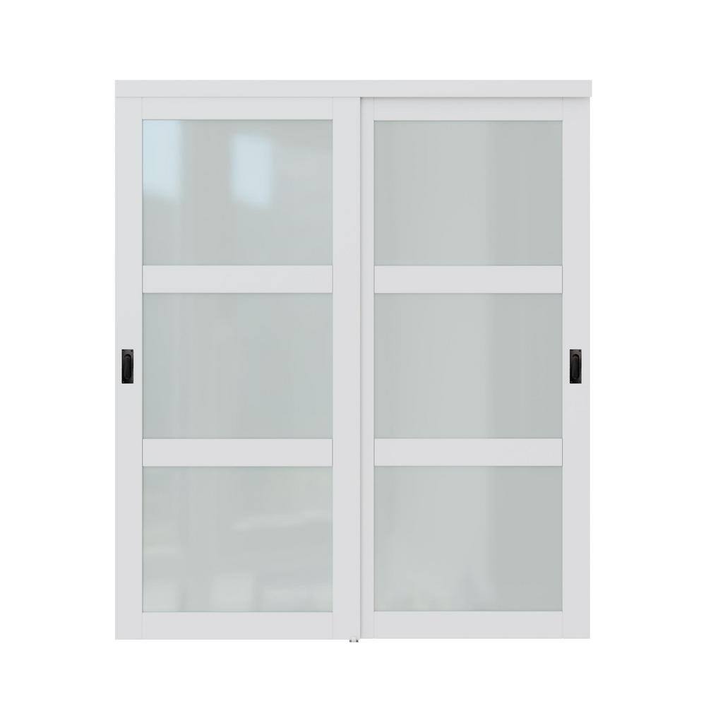 Reviews for ARK DESIGN 72 in. x 80 in. 3Lite Frosted Glass White