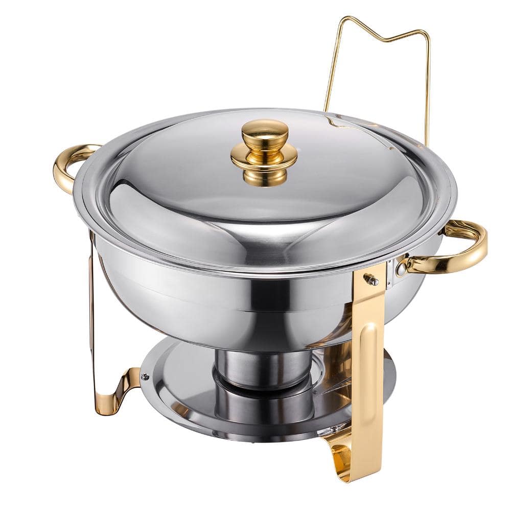 Chafing Dish Buffet Set 5 Qt. 4-Pack, Stainless Steel Round Food Warmer with Lid Stand Fuel Holder, Gold price history on PriceWatchPro