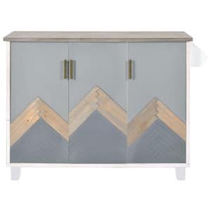 White Wooden 51.57 in Rolling Kitchen Island Kitchen Cart with Internal Storage Rack and Towel Rack