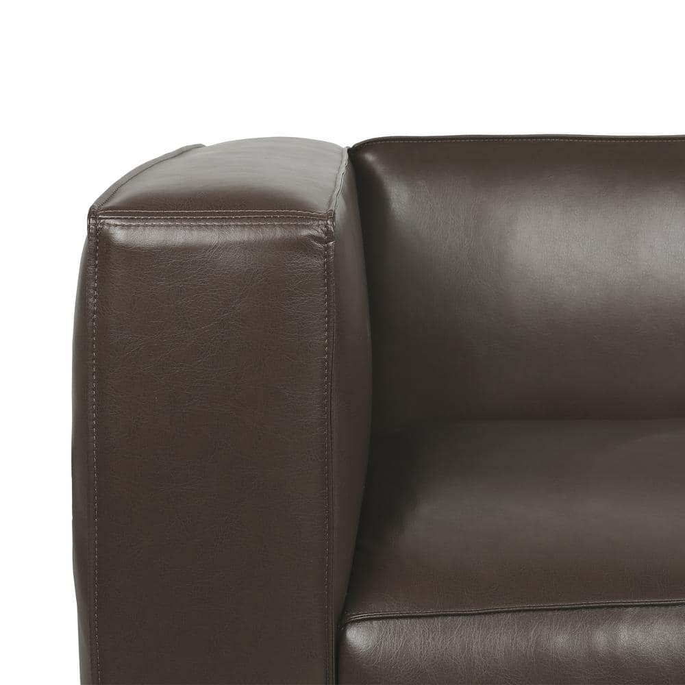Luxurious Dark Brown Faux Leather Lawson 3-Seater Sofa with Tapered Legs