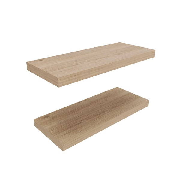 Unbranded 32 in. W x 10 in. D Light Pine Decorative Wall Shelves Floating Shelf Set - 2, for Living Room, Bedroom and Bathroom