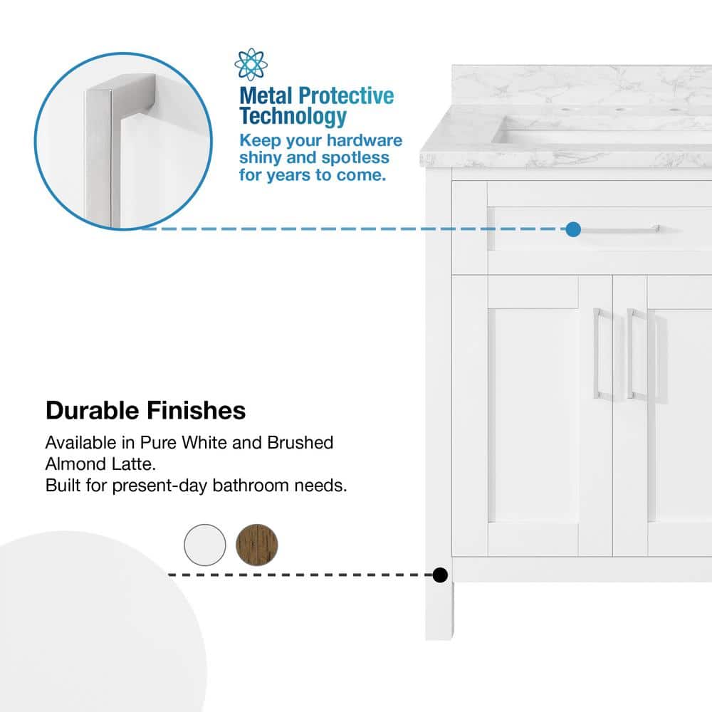 Pure White Double Sink Freestanding Bathroom Vanity with Marble Top