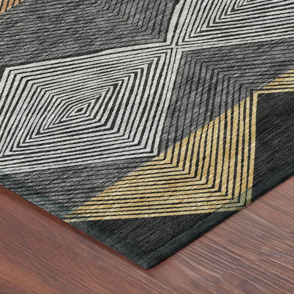 Chantille Machine Washable Indoor/Outdoor Abstract ACN2545 Black 3 ft. x 4 ft. Area Rug
