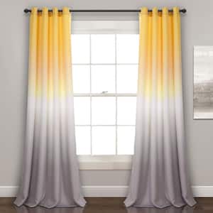 Yellow Solid Grommet Room Darkening Curtain - 52 in. W x 84 in. L (Set of 2)