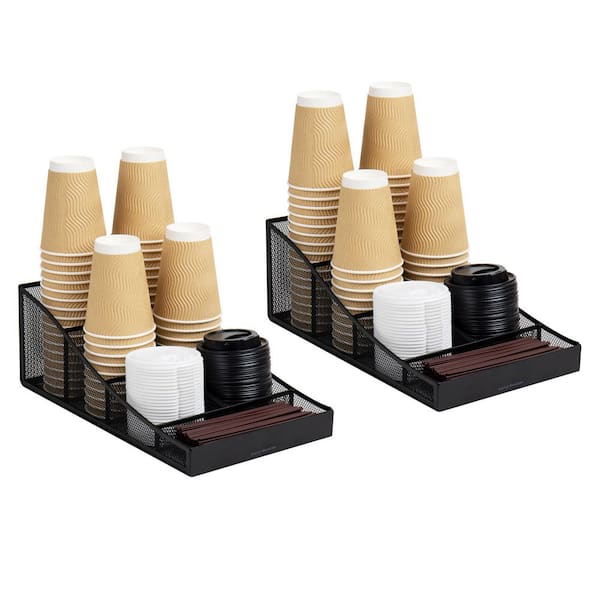 Mind Reader 8.5 in. L x 14.5 in. W x 5.25 in. H Black Metal Cup and Condiment Station Countertop Organizer (Set of 2)