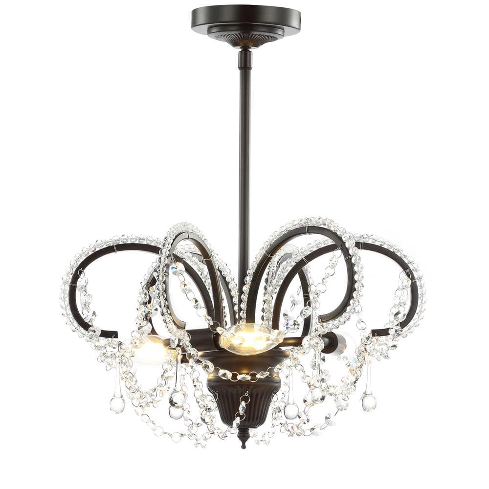 Bronze Crystal LED Adjustable Ceiling Mount Chandelier