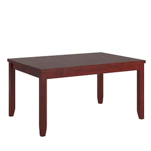 60 in. Rectangle Red Solid Wood Dining Table with 2-Drawers