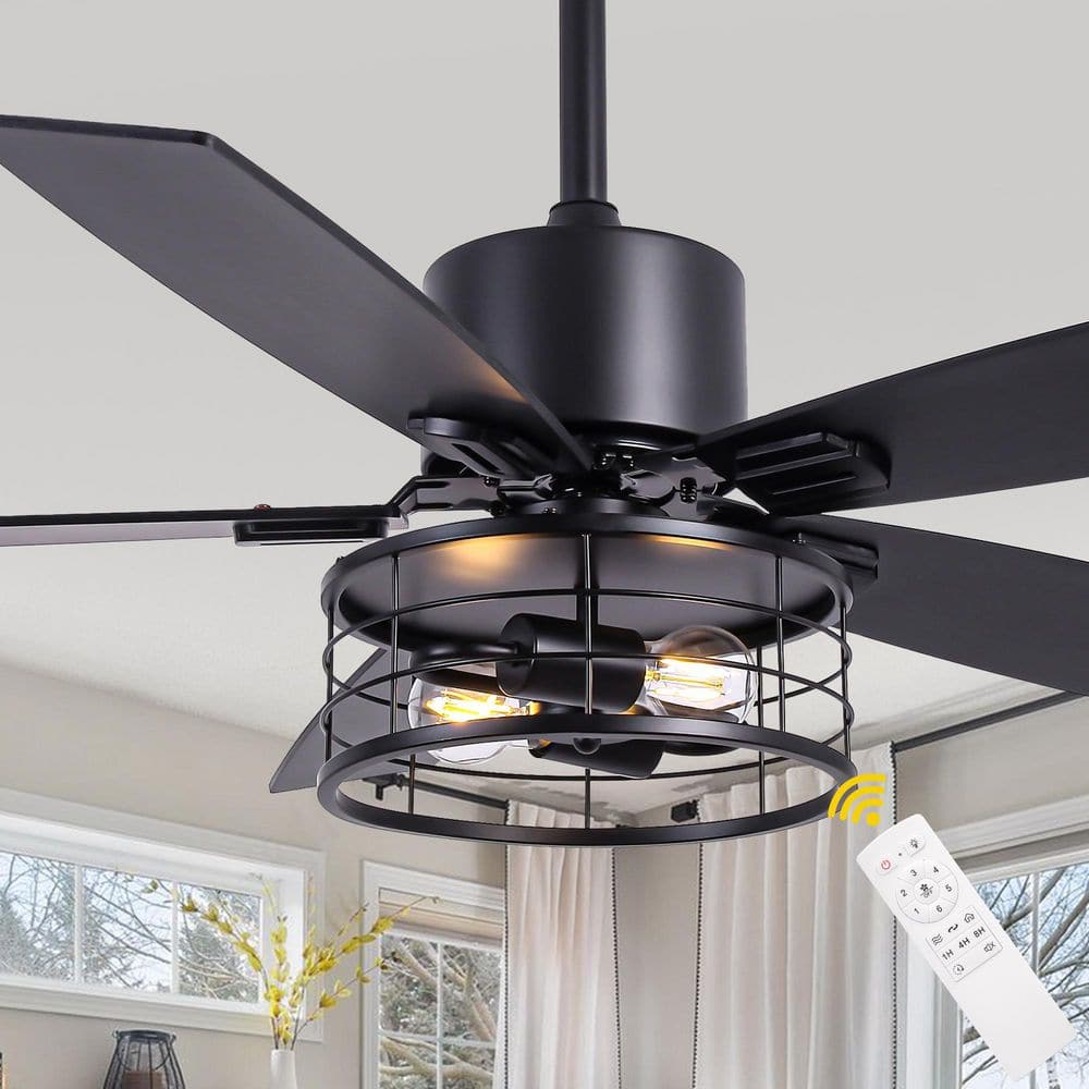 Bella Depot Koyah 46 in. Indoor Black Caged Ceiling Fan with Light