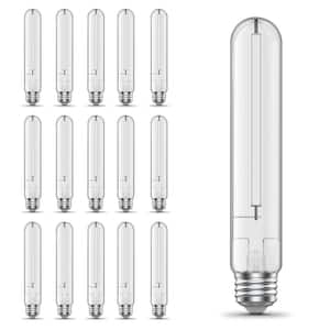 60-Watt Equivalent T10L Dimmable Straight White Filament Clear E26 Vintage LED Light Bulb, Warm White 2100K (16-Pack)
