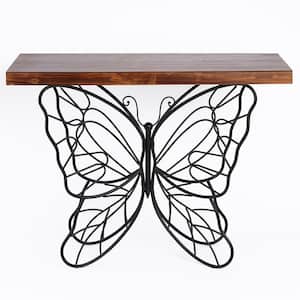 LuxenHome 40.6 in. Butterfly Natural Entryway and Sofa Accent