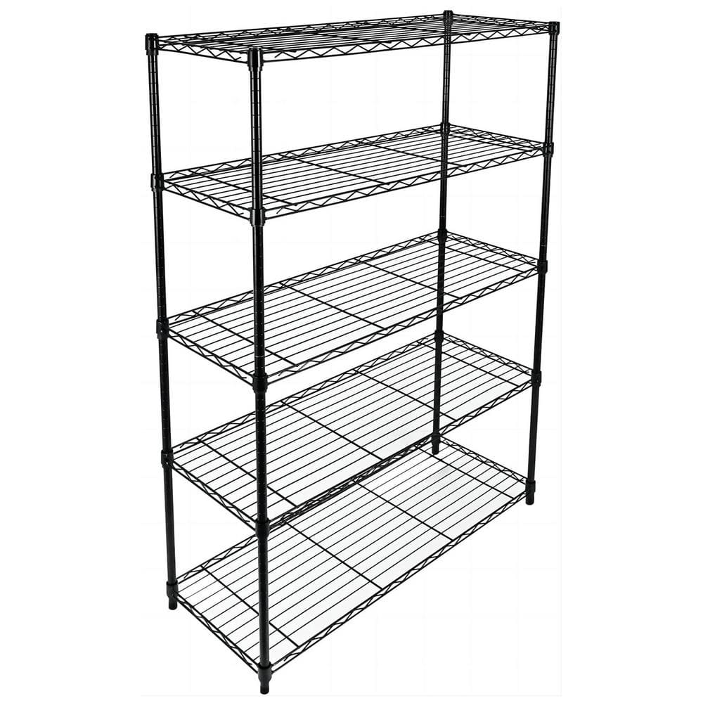 Tileon Heavy Duty 5-Shelf Shelving Unit with Wheel and Adjustable Feet ...