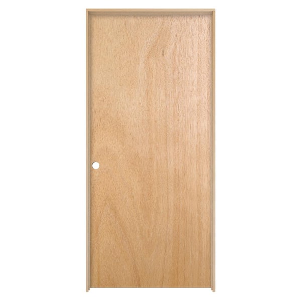 JELD-WEN 32 in. x 80 in. Unfinished Right-Hand Flush Hardwood Single Prehung Interior Door