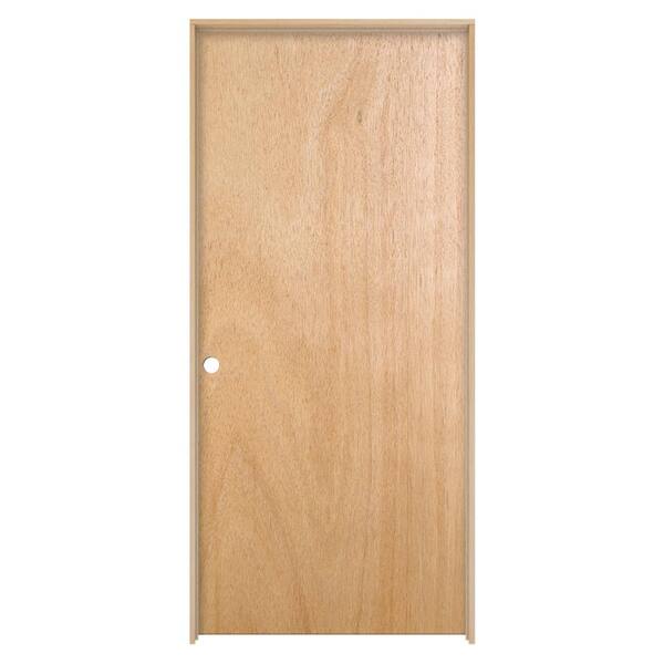 JELD-WEN 36 in. x 80 in. No Panel Unfinished Right-Hand Flush Hardwood Single Prehung Interior Door w/Flat Jamb