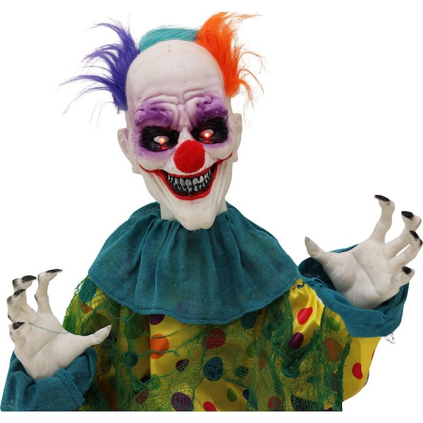 HAUNTED HILL FARM:Haunted Hill Farm 24 in. Battery Operated Animated  Poseable Clown with LED Eyes Halloween Prop HHFJCLOWN-4LSA - The Home Depot