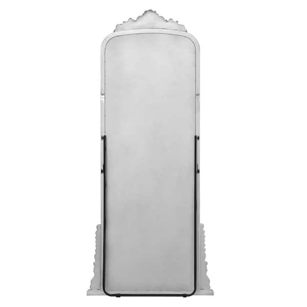 Modern Clear Solid Wood 41.7 in. W x 31.5 in. H Rectangular Full Length Mirror Console Table