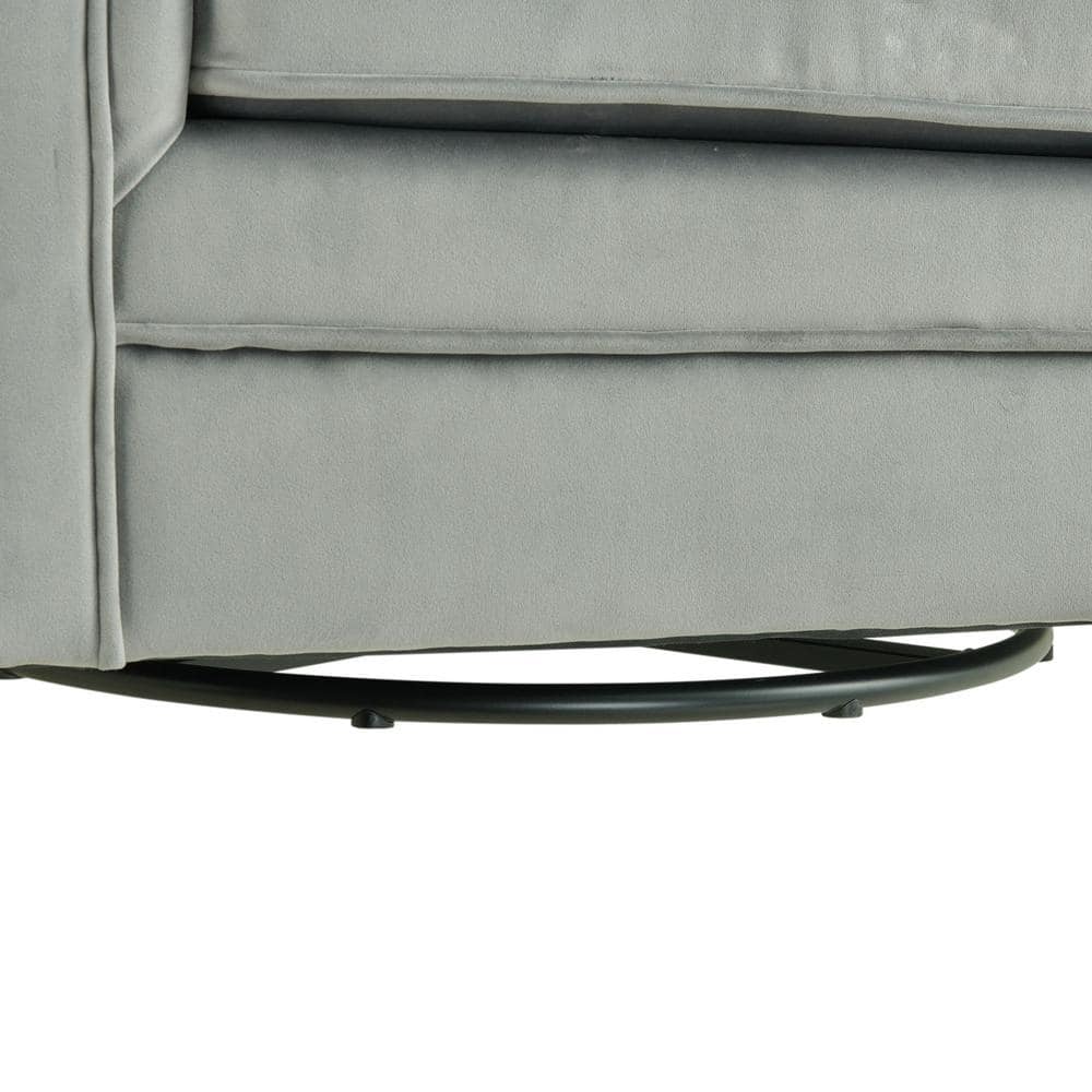 Contemporary Royale Gun Metal Velvet Swivel Accent Chair