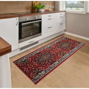 Isfahan Cut to Size Red Color 32" Width x Your Choice Length Custom Size Slip Resistant Rubber Runner Rug