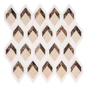 Easton Diamond 10.37 in. x 10 in. Polished Ecru White Stone Mosaic Tile ( 3.75 sq. ft/case)