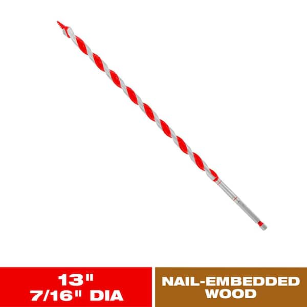 7/16 in. x 13 in. High Carbon Steel Auger Bit for Wood and Nail-Embedded Wood