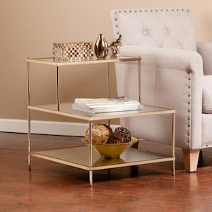 Charlie 20.5 in. Gold Rectangle Glass End Table