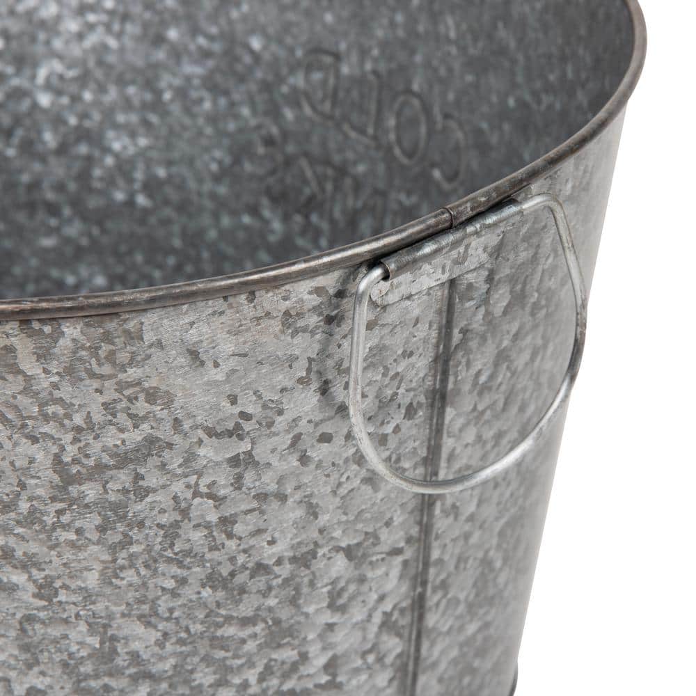 Large Silver Galvanized Steel Rustic Beverage Tub