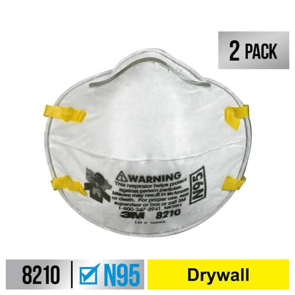 3M 8210 N95 Drywall Sanding Performance Disposable Respirator (2-Pack)