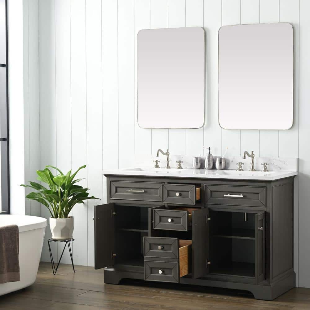 Thompson 54" Silver Gray Double Sink Freestanding Vanity