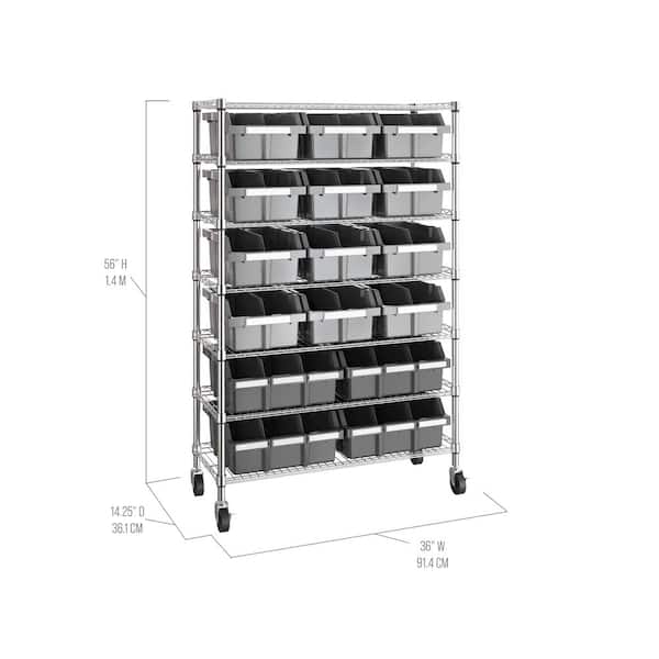 Seville Classics 7-Tier Commercial NSF Certified 16-Bin Rack