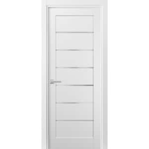 18 in. x 80 in. Single Panel No Bore Frosted Glass White Finished Pine Wood Interior Door Slab
