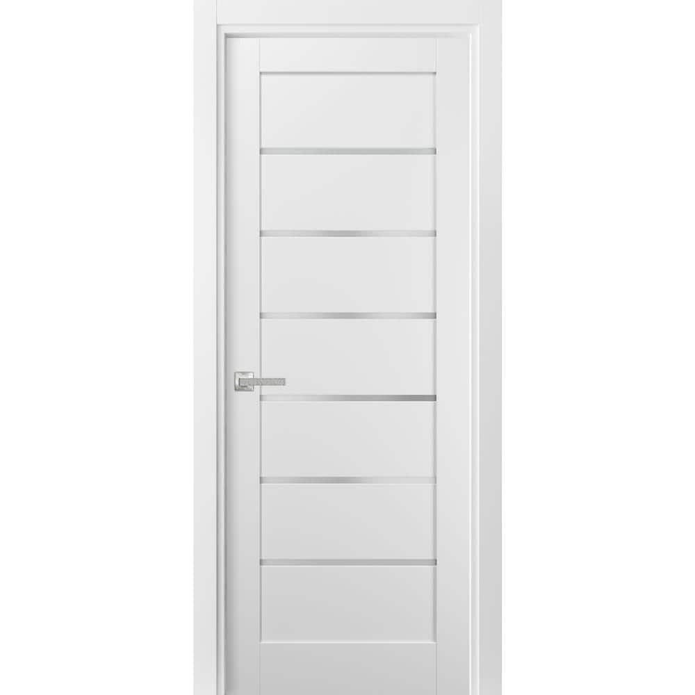 White MDF Pantry Door with Frosted Glass and Black Hardware