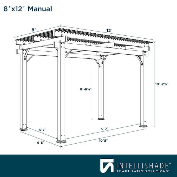 8 ft. x 12 ft. White Aluminum Manual Pergola