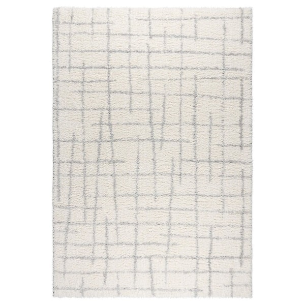 Gertmenian Holmby Benson Ivory and Gray 6 ft. x 9 ft. Abstract Shag Indoor Area Rug
