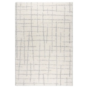Holmby Benson Ivory and Gray 6 ft. x 9 ft. Abstract Shag Indoor Area Rug