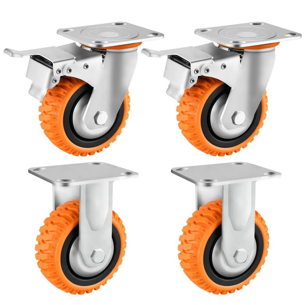 4-Pack Heavy Duty Series 5 in. Polyurethane Gray Swivel Dual Brake Caster Wheels Non-Marking for Carts Benches price history on PriceWatchPro