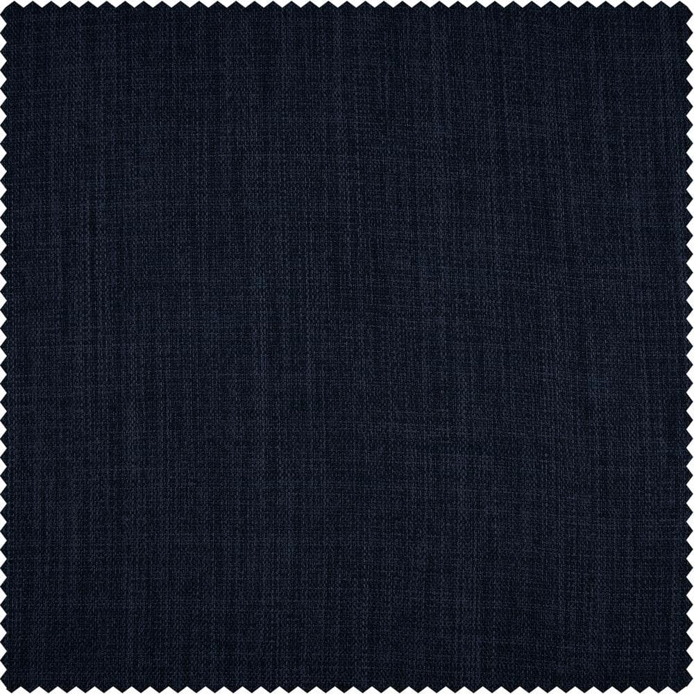 Nightfall Navy 108" Extra Wide Textured Faux Linen Blackout Curtain