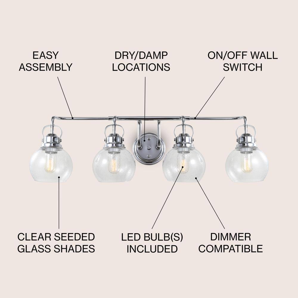 Shirley Modern 34" Chrome Polished Clear Glass Vanity Light