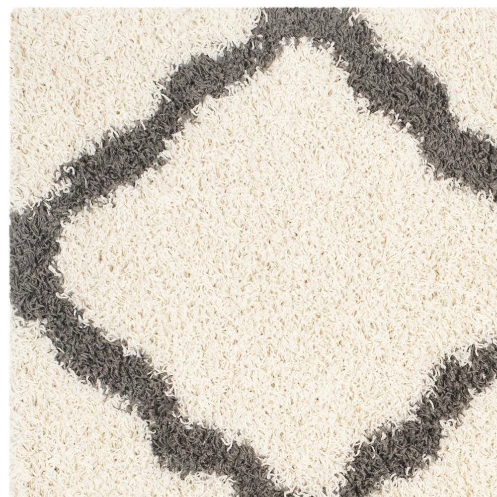 Ivory & Dark Grey Geometric Shag Square Rug, Easy Care Synthetic 6'x6'
