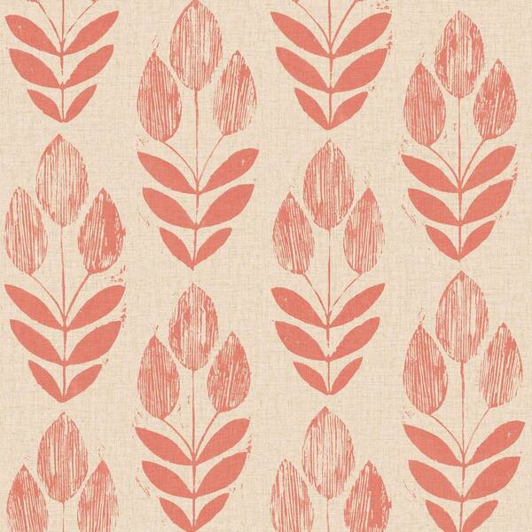 Beacon House Scandinavian Red Block Print Tulip Wallpaper Sample