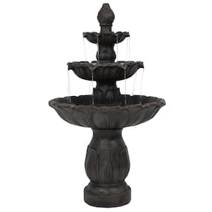 3-Tier Dark Brown Classic Tulip Lightweight Outdoor Tiered Fountain