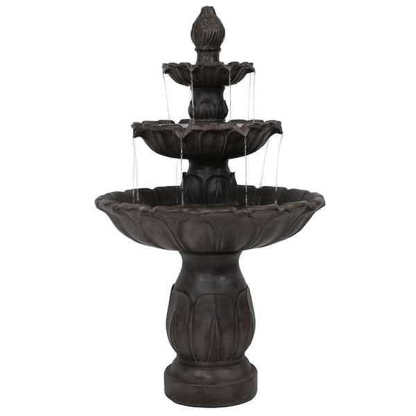 Sunnydaze Decor 3-Tier Dark Brown Classic Tulip Lightweight Outdoor Tiered Fountain