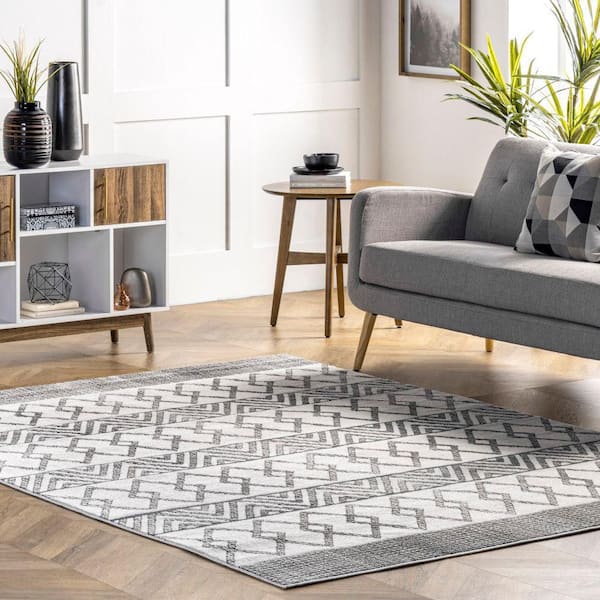 5 ft. x 8 ft. Light Grey Heidi Chevron Geometric Indoor Area Rug