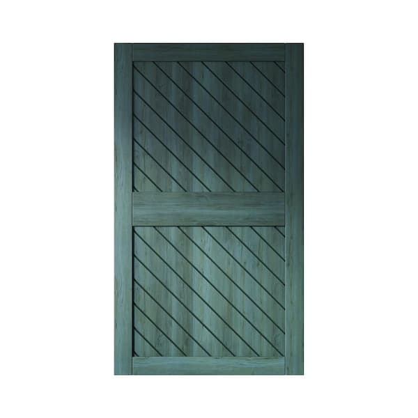 HOMACER XT2 50 in. x 84 in. C-Panel Solid Core Royal Pine Slanted Stripe Design Pine Wood Interior Sliding Barn Door Slab