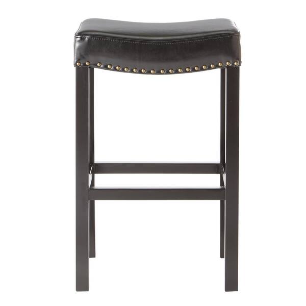 Home Decorators Collection 30 in. H Black Cushioned Curved Nailhead Bar Stool