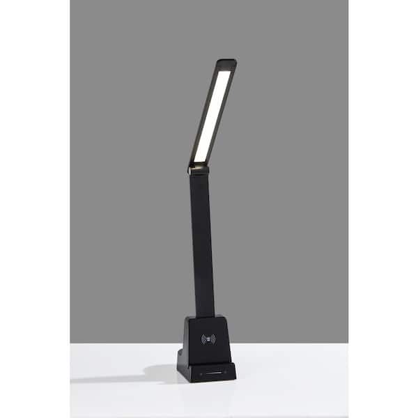 9.5 in. Black Metal Indoor RGB Integrated LED Touch Lamp with