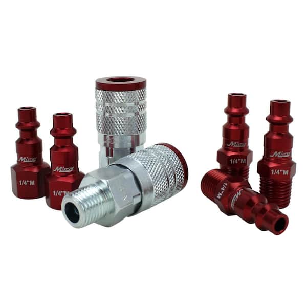 ColorFit by Milton Coupler & Plug Kit - (M-Style, Red) - 1/4 in. NPT, (7-Piece)
