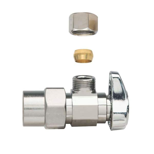 BrassCraft 1/2 in. Compression Inlet x 3/8 in. Compression Outlet 1/4-Turn  Angle Valve G2CR19X C1 - The Home Depot