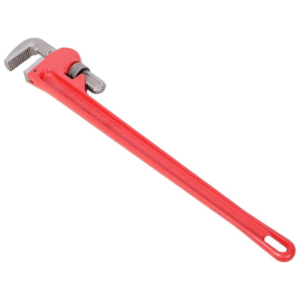 1-Piece 36 in. Reliable and Durable Cast Steel Adjustable Straight Pipe Wrench for Long-Lasting Pipe Maintenance in Red