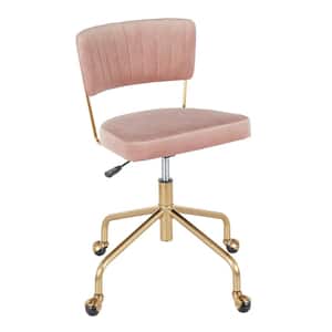 Tania Gold Task Chair Pink Velvet