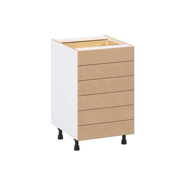 J COLLECTION Lakewood 21 in. W x 24.5 in. D x 34.5 in. H Assembled Shaker Drawer Base Kitchen Cabinet in Sugar Cookie with 6-Drawers