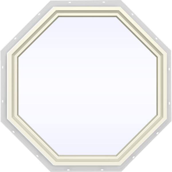 JELD-WEN 35.5 in. x 35.5 in. V-4500 Series Cream Painted Vinyl Fixed Octagon Geometric Window w/ Low-E 366 Glass